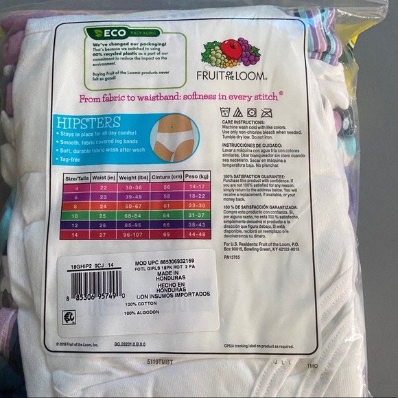 2 packs Fruit of the Loom Girls Underwear 18 pack - Picture 2 of 4